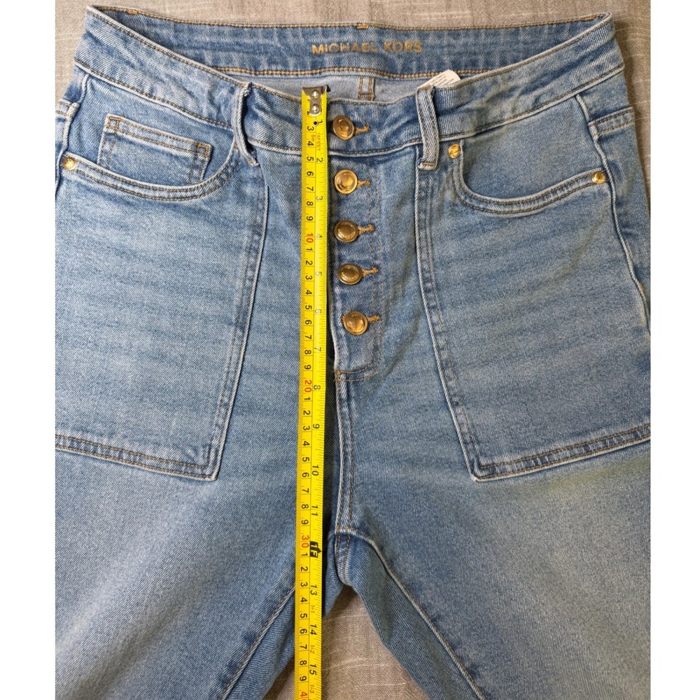 Michael Kors Womens Light Wash Button Fly Flare Jeans High Rise Size 8 - Picture 6 of 14